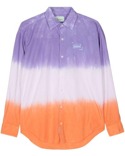 Aries Dip Dye Poplin Shirt - Purple