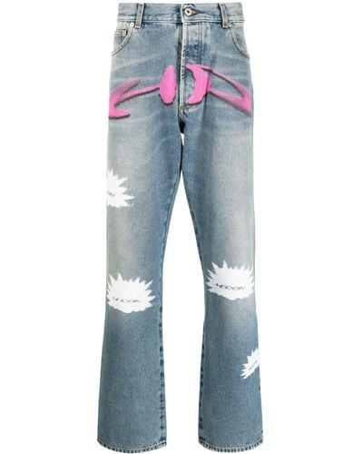 Heron Preston Straight-Leg-Jeans mit Logo-Print - Blau