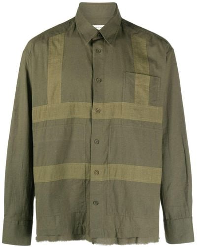 Craig Green Geometric-panelled Cotton Shirt - Green