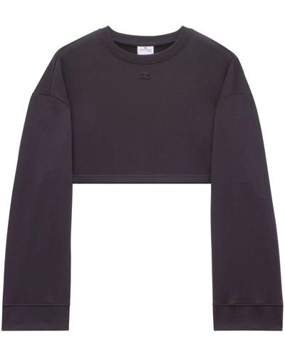 Courreges Cocoon Fleece Cropped Sweater - Blauw