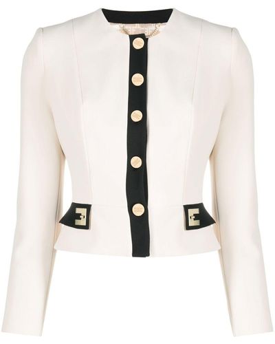 Elisabetta Franchi Cropped Single-breasted Jacket - White
