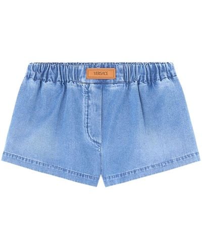 Versace Halbhohe Jeans-Shorts - Blau