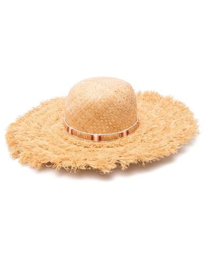 Borsalino Fringed Woven Raffia Hat - Natural