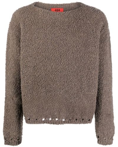 424 Cutout-detail Fleece-texture Sweater - Brown