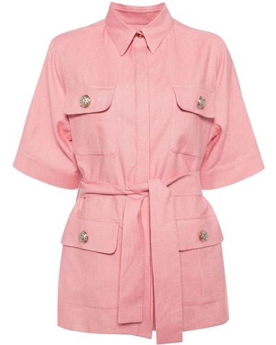 Elie Saab Gabardine Shirt Dress - Pink