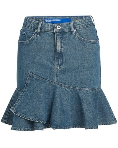 Karl Lagerfeld Ruffled Denim Mini Skirt - Blue