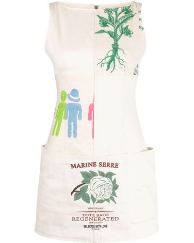Marine Serre Regenerated Tote Bags Cotton Minidress - White