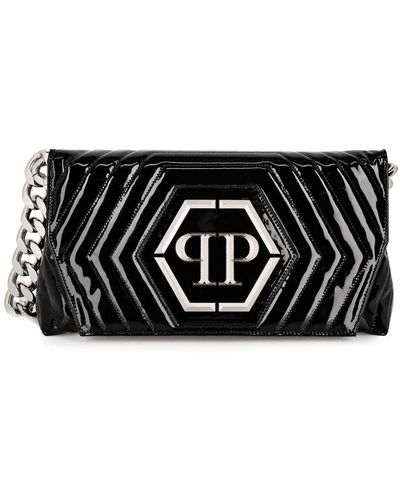 Philipp Plein Small Quilted Patent-leather Shoulder Bag - Black