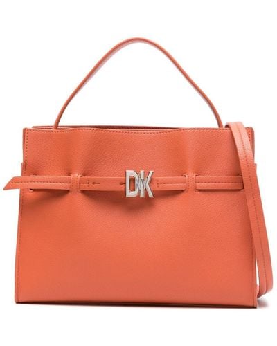 DKNY Small Bushwick Leather Shoulder Bag - Orange