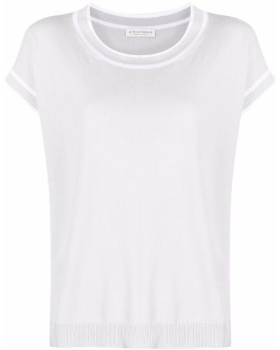 Le Tricot Perugia T-Shirt mit rundem Ausschnitt - Weiß
