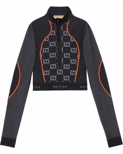 Gucci GG Jersey Jacquard Cropped Top - Black