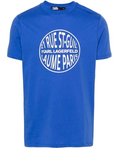 Karl Lagerfeld Logo-tape Cotton T-shirt - Blue