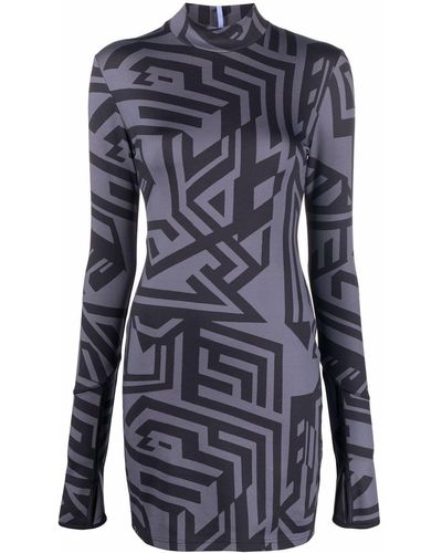 McQ Kleid mit abstraktem Print - Schwarz