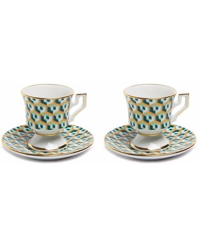 La DoubleJ Set di 2 tazze da caffè in porcellana - Verde