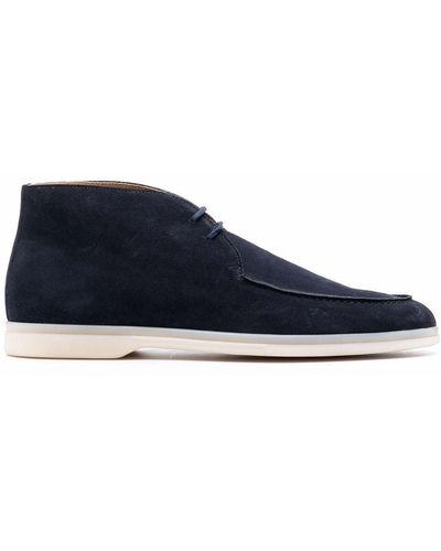 SCAROSSO Lace-up Suede Boots - Blue