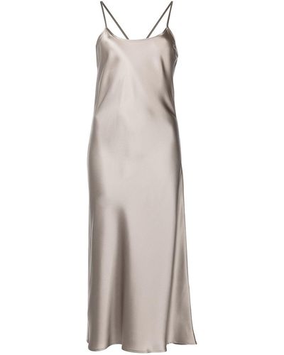 Voz Sleeveless Silk Midi Dress - Gray