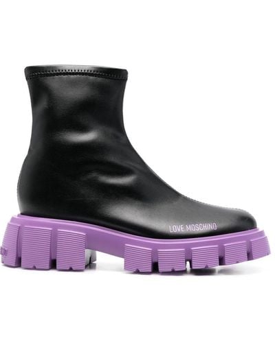 Love Moschino Lug-sole 50mm Ankle Boots - Purple