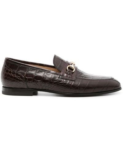 SCAROSSO Alessandro embossed-crocodile loafers - Braun