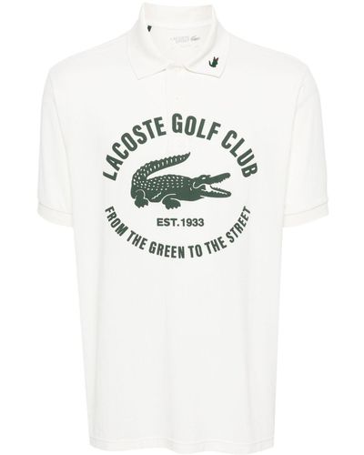 Lacoste Golf-Poloshirt mit Logo-Print - Weiß