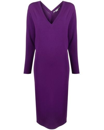 Stella McCartney V-neck Knitted Midi Dress - Purple