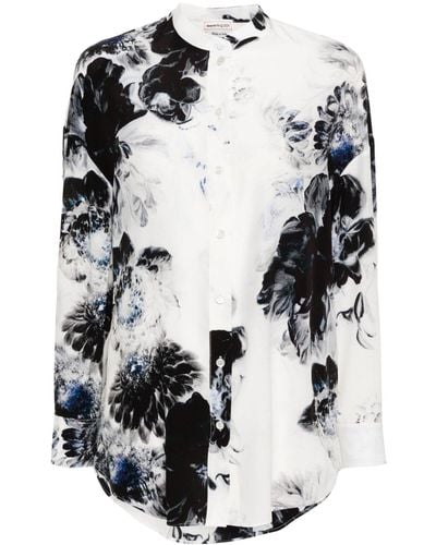 Alexander McQueen Camisa Chiaroscuro con estampado floral - Blanco