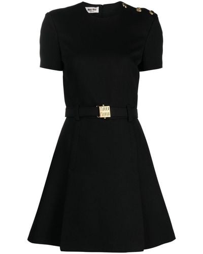 Miu Miu Mini-jurk Met Ceintuur - Zwart