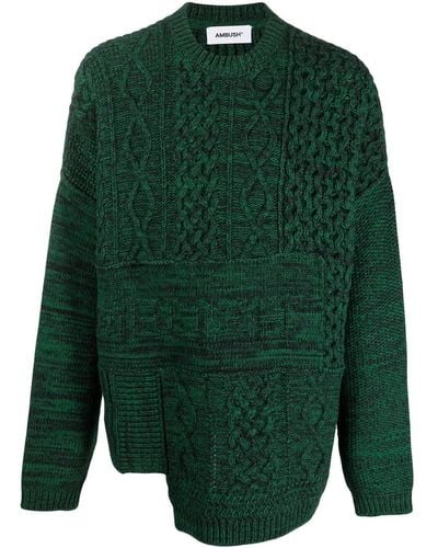 Ambush Patchwork Knitted Jumper - Green