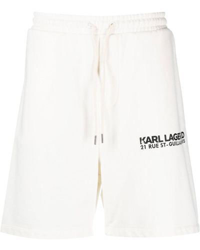 Karl Lagerfeld Short de sport en coton biologique à logo imprimé - Blanc