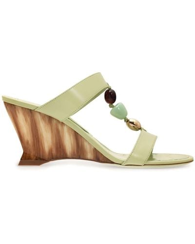Ferragamo Wedge-Sandalen mit Perlen - Grün