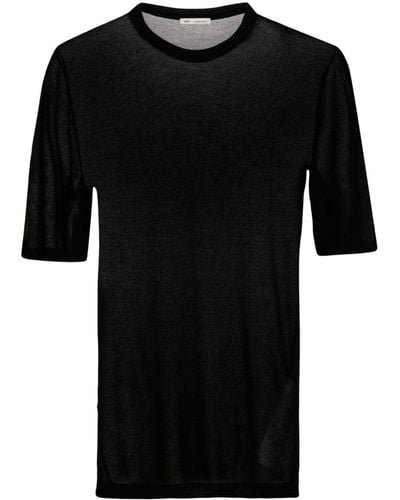Ami Paris Semi-sheer Lyocell T-shirt - Black