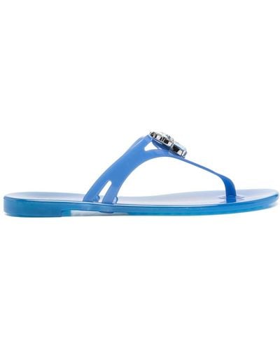 Casadei Jelly Crystal-embellished Flip Flops - Blue