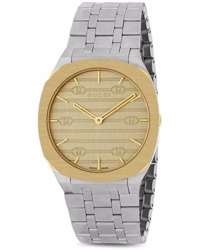 Gucci Ya163502 25h Stainless Steel And Yellow Quartz Watch - Grey