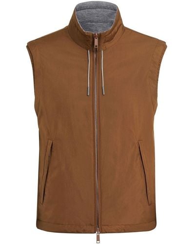 Zegna Nylon Reversible Vest - Brown