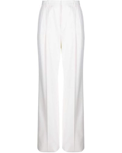 Saint Laurent Pantalon en soie à coupe ample - Blanc