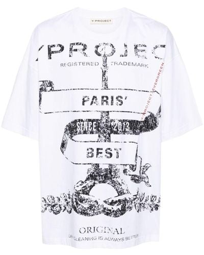 Y. Project T-shirt en coton à logo imprimé - Blanc