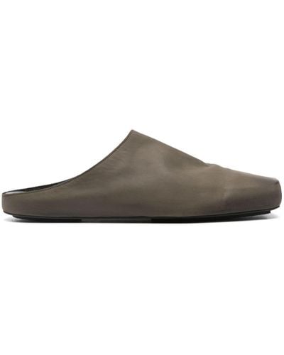 Uma Wang Square-toe Leather Slippers - Brown