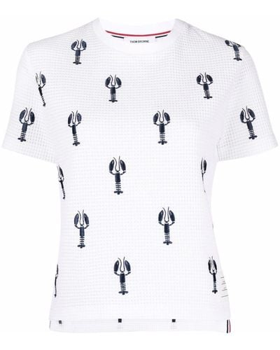 Thom Browne Lobster-embroidered Cotton T-shirt - White