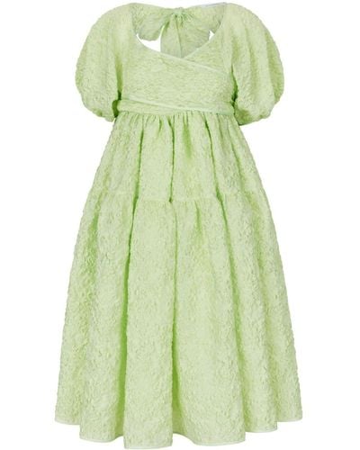 Cecilie Bahnsen Strukturiertes Ammi Kleid mit Logo-Anhänger - Grün