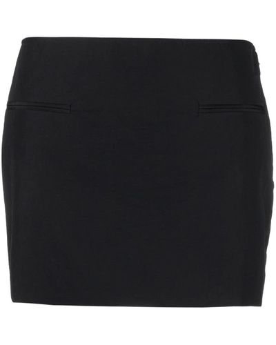 Ferragamo Minifalda recta de talle bajo - Negro