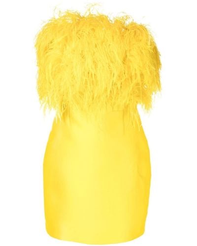 Isabel Sanchis Feather-trim Mini Dress - Yellow