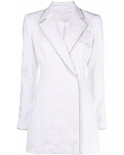 Genny Double-breasted Polka Dot Coat - White