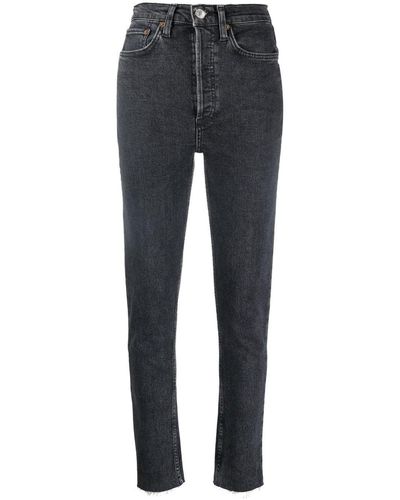 RE/DONE 90s Skinny-Jeans mit hohem Bund - Blau