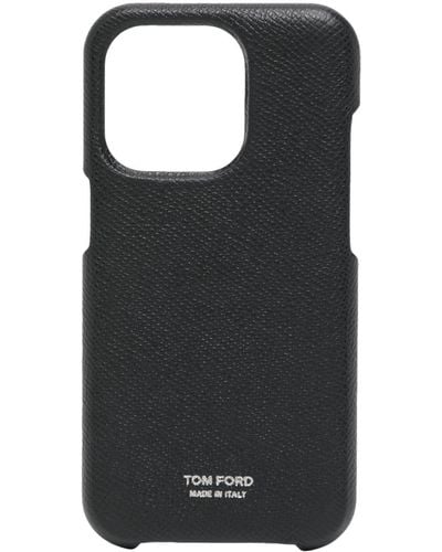 Tom Ford Coque d'iPhone 13 en cuir à logo - Noir