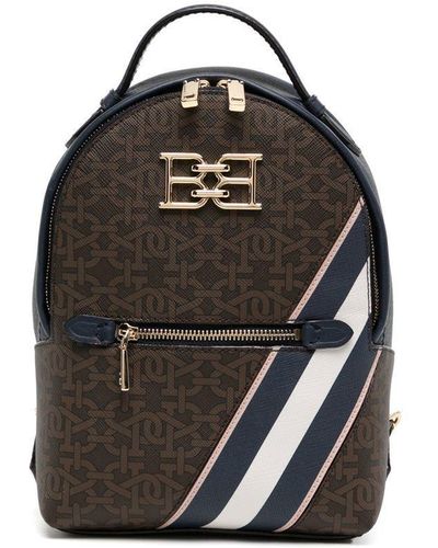 Bally Monogram And Stripe Backpack - Brown