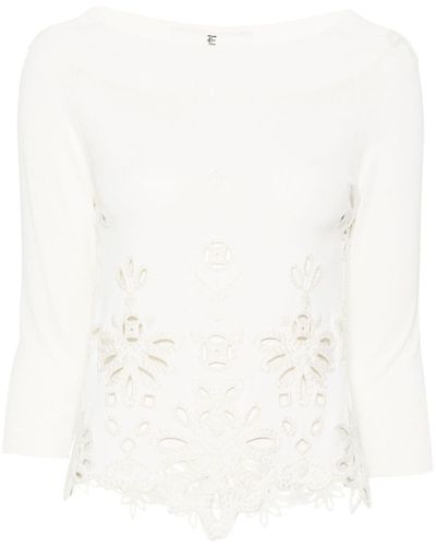 Ermanno Scervino Macramé-embellished Knitted Top - White