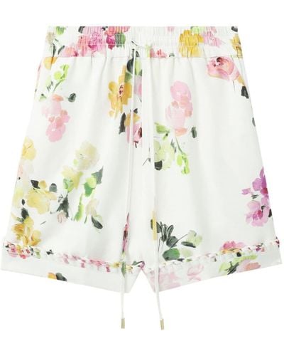 Aje. Kurze Shorts mit Blumen-Print - Weiß