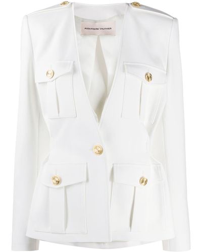 Alexandre Vauthier Veste cintrée à poches multiples - Blanc