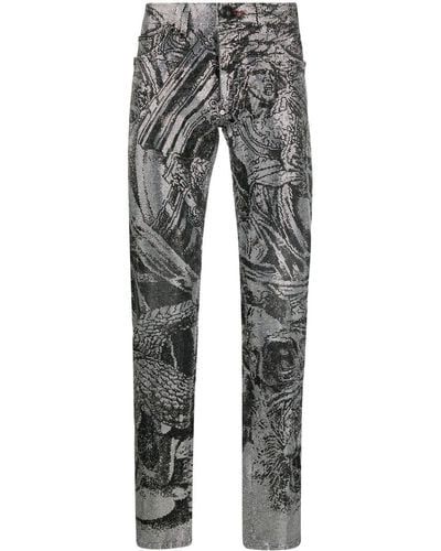 Philipp Plein Jeans mit Kristallverzierung - Grau