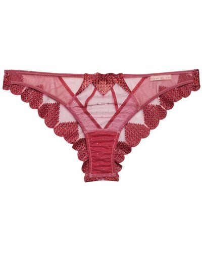 Fleur du Mal Heart-embroidered Cut-out Thong - Pink