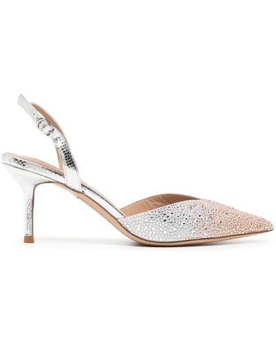 Nicoli Addilyn 70mm Crystal-embellished Slingback Court Shoes - White